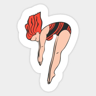 High Diving Girl in Retro Style Sticker